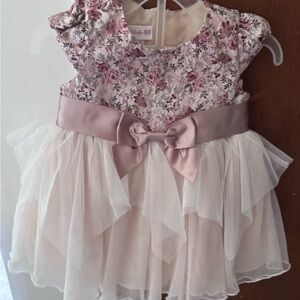 Floral Pink and Cream Baby Dress